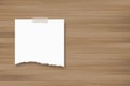 Ripped paper background stick on wood texture. Vector. Royalty Free Stock Photo