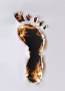 Ripped paper collection and flames Foot print