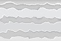 Ripped paper page. Newspaper horizontal torn strips, realistic transparent white cardboard rip edge. Vector banner rough Royalty Free Stock Photo