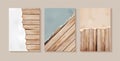 Ripped paper strips on wooden wall, Vector Royalty Free Stock Photo