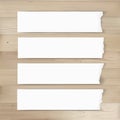 Ripped paper tag background on wood texture. Vector. Royalty Free Stock Photo