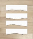 Ripped paper tag background on wood texture. Vector. Royalty Free Stock Photo
