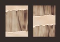 Ripped paper on texture of wood background Royalty Free Stock Photo