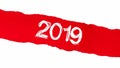 Ripped red paper with numbers - 2019. New Year concept Royalty Free Stock Photo