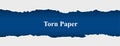 Ripped torn paper banner in white and blue color Royalty Free Stock Photo