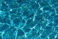 Ripped water in swimming pool. Surface of blue swimming pool, background of water. Royalty Free Stock Photo