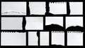 Ripped White Paper Collection Black Surface Background Royalty Free Stock Photo