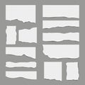 Ripped white paper. Torn light scrap note paper for notes pieces vector realistic pictures for banners