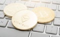 Ripple, Bitcoin, Ethereum on the keyboard Royalty Free Stock Photo