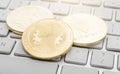 Ripple, Bitcoin, Ethereum on the keyboard Royalty Free Stock Photo