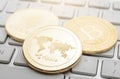 Ripple, Bitcoin, Ethereum on the keyboard Royalty Free Stock Photo