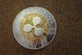 Physical Ripple Coin. Blockchain Cryptocurrency.Virtual Money