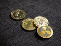 ripple coin and copyspace blur background. money online investment cryptocurrency concept. selective focus.