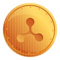 Ripple coin cryptocurrency icon, cartoon style