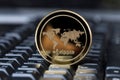 Ripple coin on a keyboard Royalty Free Stock Photo