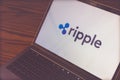 Ripple cripto currency logo on computer screen