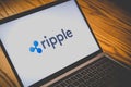 Ripple cripto currency logo on computer screen