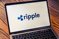 Ripple cripto currency logo on computer screen