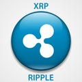 Ripple cryptocurrency blockchain icon. Virtual electronic, internet money or cryptocoin symbol, logo