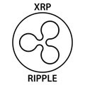 Ripple cryptocurrency blockchain icon. Virtual electronic, internet money or cryptocoin symbol, logo