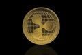 Ripple cryptocurrency coin on black