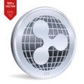Ripple. 3D isometric Physical coin. Digital currency. Crypto currency. Silver coin with Ripple symbol isolated on white background
