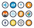 Cryptocurrency Set of Icons Vector Illustration