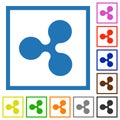 Ripple digital cryptocurrency flat framed icons