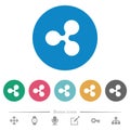 Ripple digital cryptocurrency flat round icons