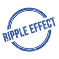RIPPLE EFFECT text written on blue grungy round stamp