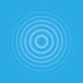 Ripple effect top view. Transparent Water drop rings. Circle sound wave isolated on blue background.