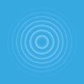 Ripple effect top view. Transparent Water drop rings. Circle sound wave isolated on blue background.