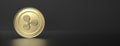 Ripple gold coin cryptocurrency on black background. 3d illustration