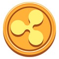 Ripple Icon On Golden Coin Isolated
