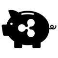 Ripple Icon On Piggy Bank Isolated