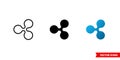 Ripple icon of 3 types color, black and white, outline. Isolated vector sign symbol.