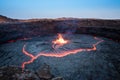 Ripple of lava and sparkling lava at Erta Ale volcano Royalty Free Stock Photo