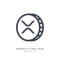 Ripple`s XRP Coin cryptocurrency line icon isolated on white background. Digital currency.
