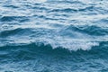Ripple on the surface of the ocean water close-up. Blue sea background with waves. Royalty Free Stock Photo