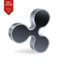 Ripple symbol. 3D isometric Silver Ripple Sign. Digital currency. Cryptocurrency. Vector illustration. Royalty Free Stock Photo