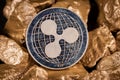 Ripple XRP coin with gold