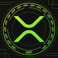 Ripple XRP vector symbol with cryptocurrency themed background design.