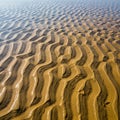 On wet sand at a beach create a textured surface with grooves and Royalty Free Stock Photo