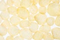 Rippled potato spicy chips background, top view. Royalty Free Stock Photo