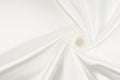 Rippled white silk fabric