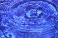 Ripples in blue water after water drop Royalty Free Stock Photo