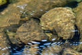 Ripples form a pattern on the surface of fresh water over rock Royalty Free Stock Photo