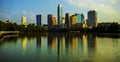 Ripples on Lake Travis Austin Skyline Town Lake mirror image