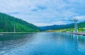 The ripples on Molodist Lake surface, Bukovel, Carpathians, Ukraine