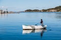 Reflections of a fishing boat at Vela Luka